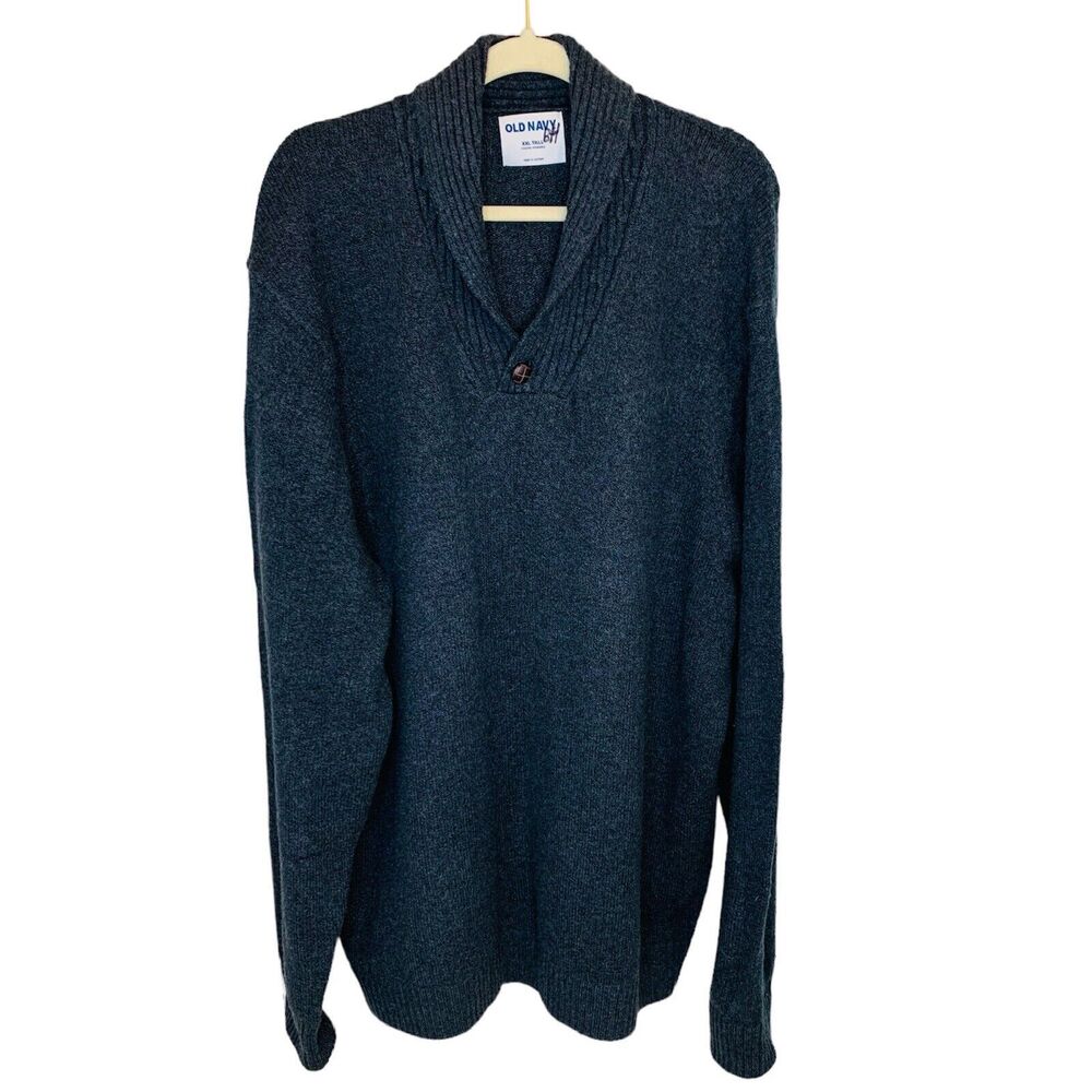 Old Navy‎ Men's Shawl Collar Sweater Big Tall Size XXL Tall Dark Charcoal Gray